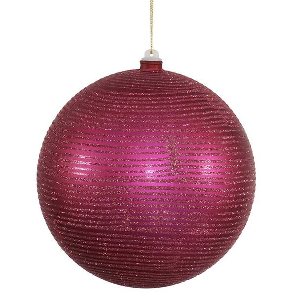 5.5" Magenta Matte-Glitter Ball Ornament (2 pack)
