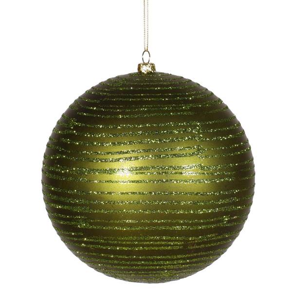 5.5" Dark Olive Matte-Glitter Ball Ornament (2 pack)