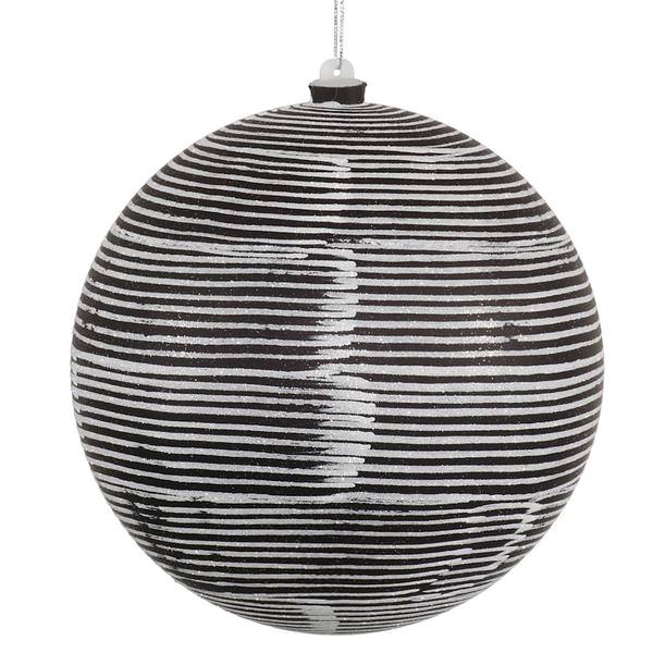 5.5" Black Matte-Glitter Ball Ornament (2 pack)