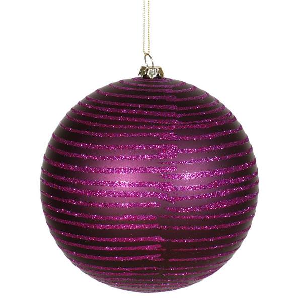 5.5" Plum Matte-Glitter Ball Ornament (2 pack)