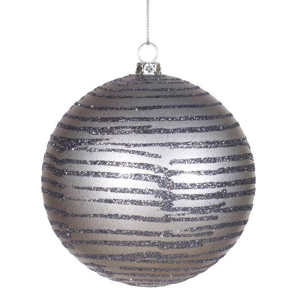 5.5" Pewter Matte-Glitter Ball Ornament (2 pack)