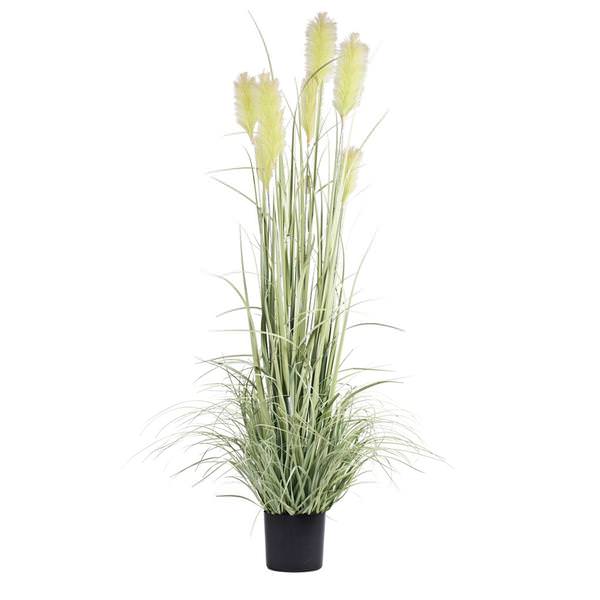 60" Artificial Green Reed Grass in Black Pot