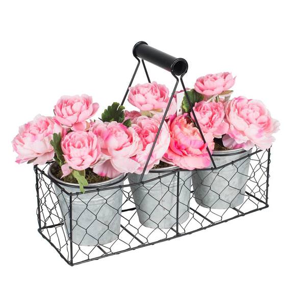 9.5" Artificial Pink Peony Basket