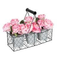 Vickerman 9.5" Artificial Pink Peony Basket