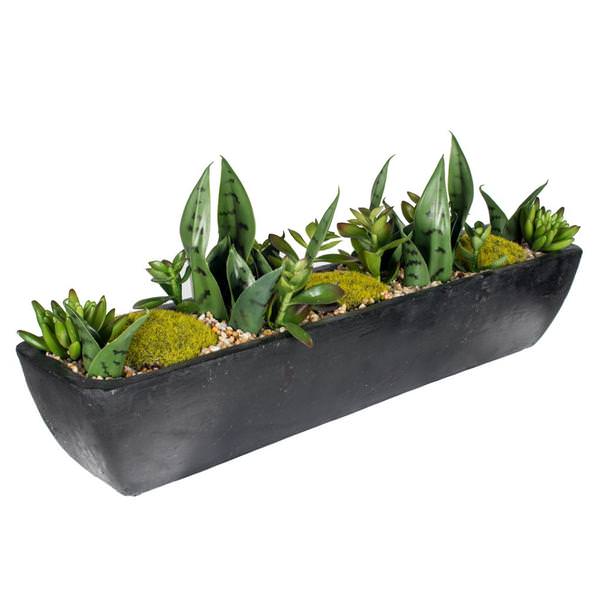 22" Artificial Succulent Tray