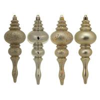 View 7" Champagne 4 Assorted Finish Finial Ornament (8 pack)