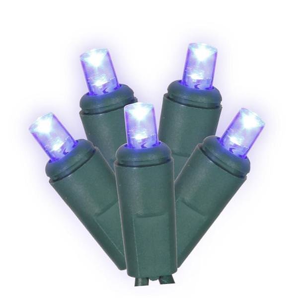 200 Light 100' Green Wire Blue Wide Angle LED Set 6" Spacing