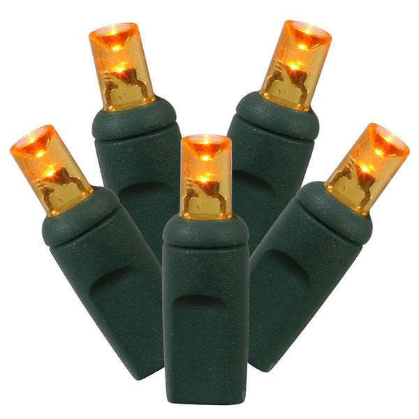 200 Light 100' Green Wire Orange Wide Angle LED Set 6" Spacing
