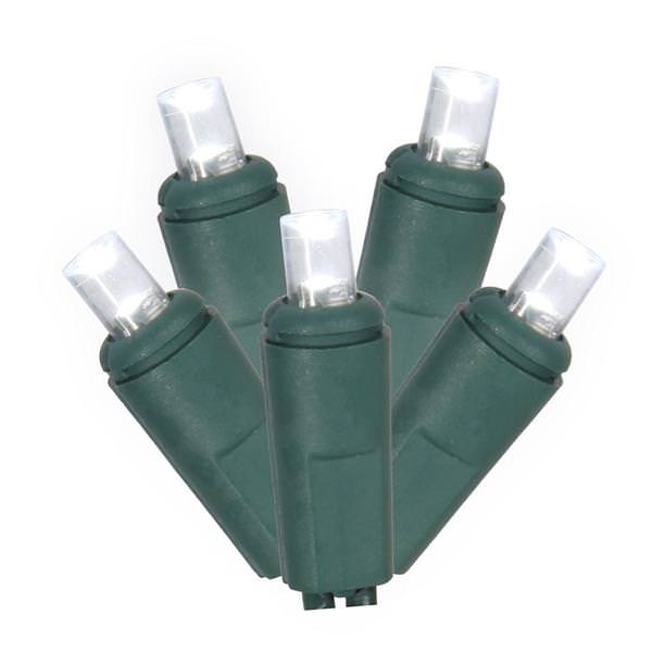 200 Light 100' Green Wire Pure White Wide Angle LED Set 6" Spacing