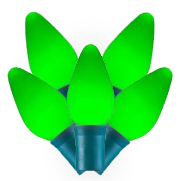25 Light 16' Green Wire Green Ceramic C7 LED String with 8" Spacing