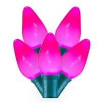 Vickerman 25 Light 16' Green Wire Pink Ceramic C7 LED String with 8" Spacing