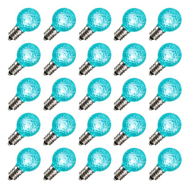 0.38 watt G30 Candelabra Screw Base Teal Faceted Dimmable LED (25 pack)