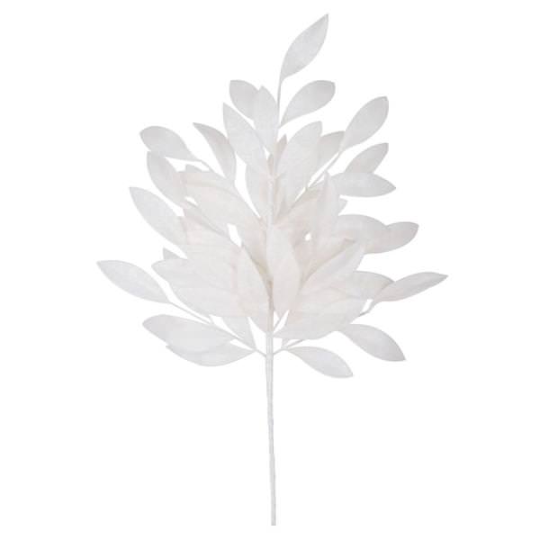 22" White Glitter Bay Leaf Spray (6 pack)