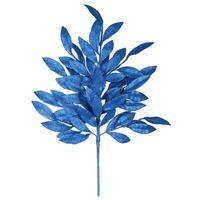 Vickerman 22" Blue Glitter Bay Leaf Spray (6 pack)