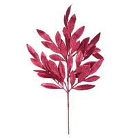 Vickerman 22" Burgundy Glitter Bay Leaf Spray (6 pack)