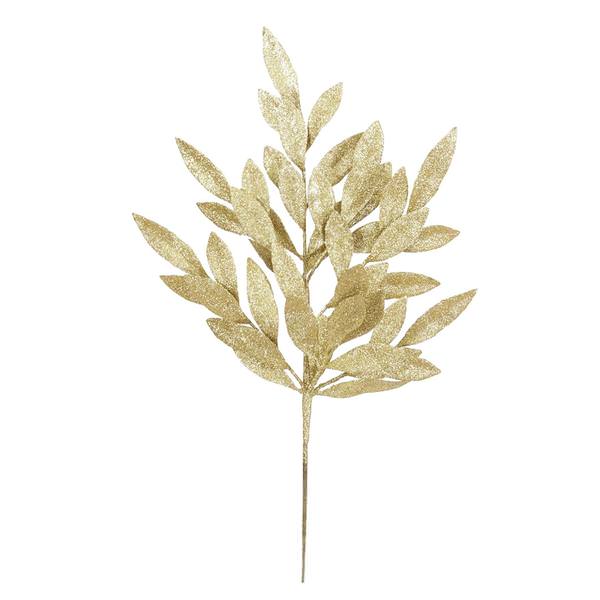 22" Gold Glitter Bay Leaf Spray (6 pack)