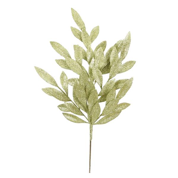 22" Lime Glitter Bay Leaf Spray (6 pack)