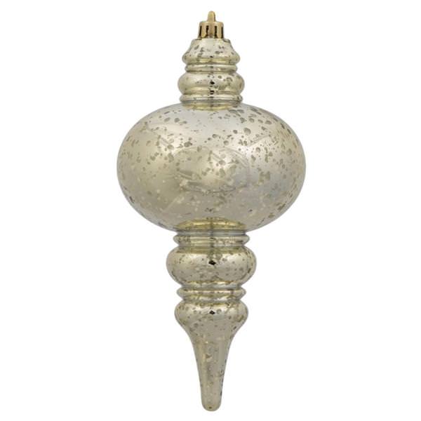 7" Champagne Shiny Mercury Finial Ornament (3 pack)