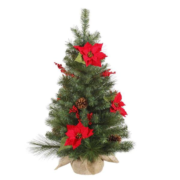 36" x 22" Artificial Poinsettia Berry Pine