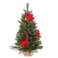 Vickerman 36" x 22" Artificial Poinsettia Berry Pine