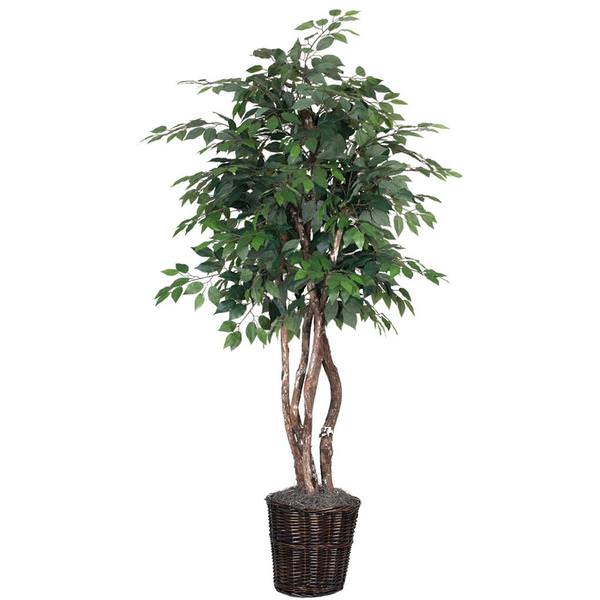 72" Ficus Artificial Heartand Tree in Rattan Container