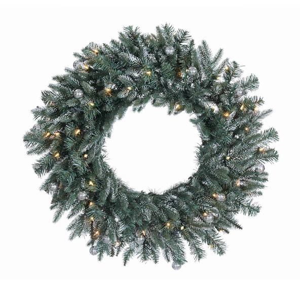 30" Artificial Crystal Frosted Balsam Wreath 50 Clear Lights