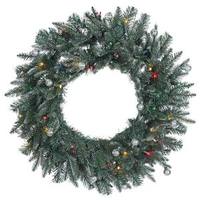 Vickerman 30" Artificial Crystal Frosted Balsam Wreath 50 Multi Color LED Lights