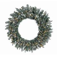 Vickerman 36" Artificial Crystal Frosted Balsam Fir Wreath 100 Clear Lights