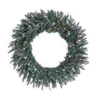 Vickerman 36" Artificial Crystal Frosted Balsam Fir Wreath 100 Multi Color Lights