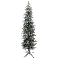 Vickerman 5' x 23" Artificial Frosted Glitter Tannenbaum Pine 150 Multi-Color Italian LED Lights with On / Off Switch