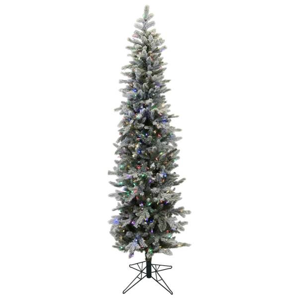 6' x 24" Artificial Frosted Glitter Tannenbaum Pine 250 Multi-Color LED Lights with On / Off Switch