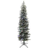 Vickerman 7' x 25" Artificial Frosted Glitter Tannenbaum Pine 300 Multi-Color Italian LED Lights with On / Off Foot Switch