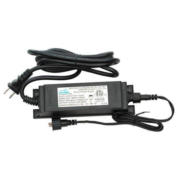 12V DC 5 Amp Transformer for 100 RGB Bulbs