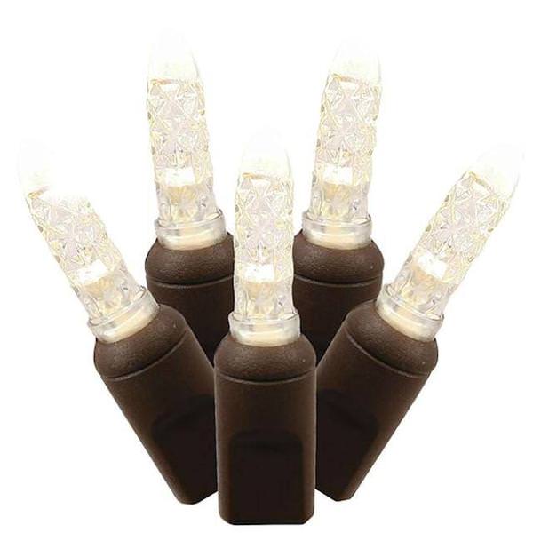70 Light 9' Brown Wire Warm White LED Icicle Light String