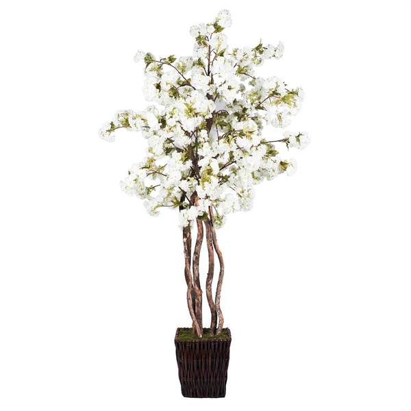 7' White Artificial Cherry Blossom Tree