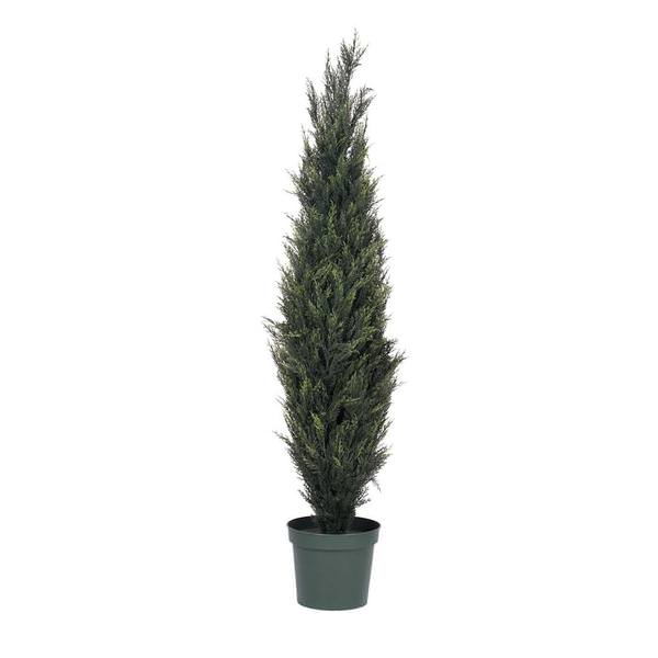 72" Artificial Pond Cypress Topiary in Black Pot