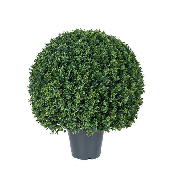 24" Artificial Boxwood Ball Shape Topiary in Black Pot