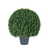 Vickerman 24" Artificial Boxwood Ball Shape Topiary in Black Pot