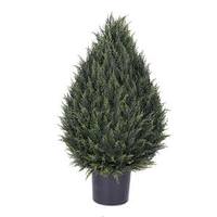 Vickerman 36" Artificial Cedar Pine Cone Topiary in Black Pot
