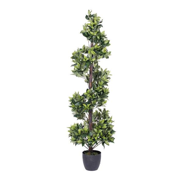 60" Artificial Spiral Bay Tree in Black Pot
