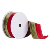 Vickerman 2.5" x 10yd Red / Green Velvet Ribbon