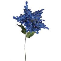 Vickerman 15" Artificial Blue Velvet Poinsettia Flower Pick (3 pack)