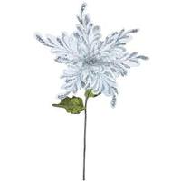 Vickerman 15" Artificial Silver Velvet Poinsettia Flower Pick (3 pack)