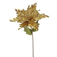 Vickerman 15" Artificial Gold Velvet Poinsettia Flower Pick (3 pack)