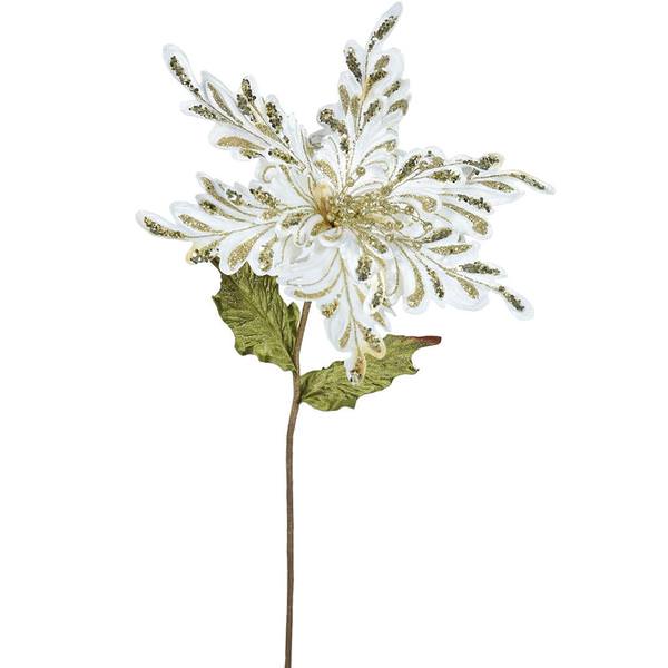 15" Artificial Cream Velvet Poinsettia Flower Pick (3 pack)