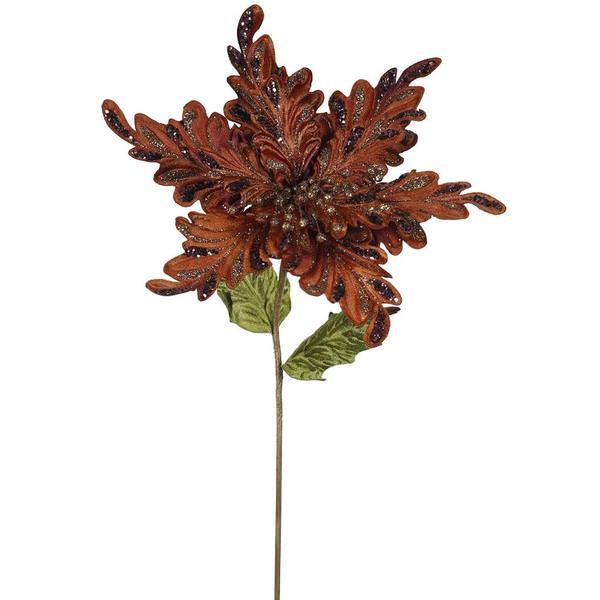 15" Artificial Chocolate Velvet Poinsettia Flower Pick (3 pack)