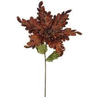 Vickerman 15" Artificial Chocolate Velvet Poinsettia Flower Pick (3 pack)