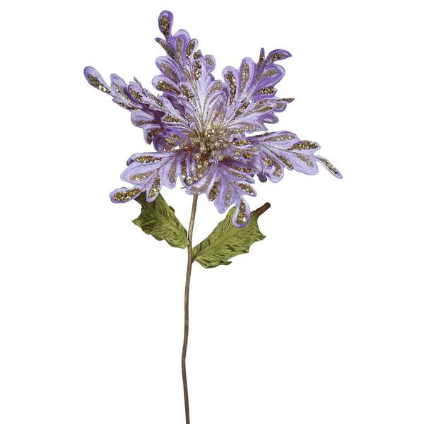 15" Artificial Violet Velvet Poinsettia Flower Pick (3 pack)