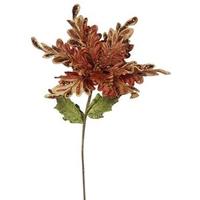 Vickerman 15" Artificial Copper Velvet Poinsettia Flower Pick(3 pack)