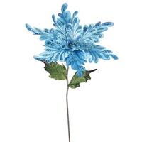 Vickerman 15" Artificial Sky Blue Velvet Poinsettia Flower Pick (3 pack)